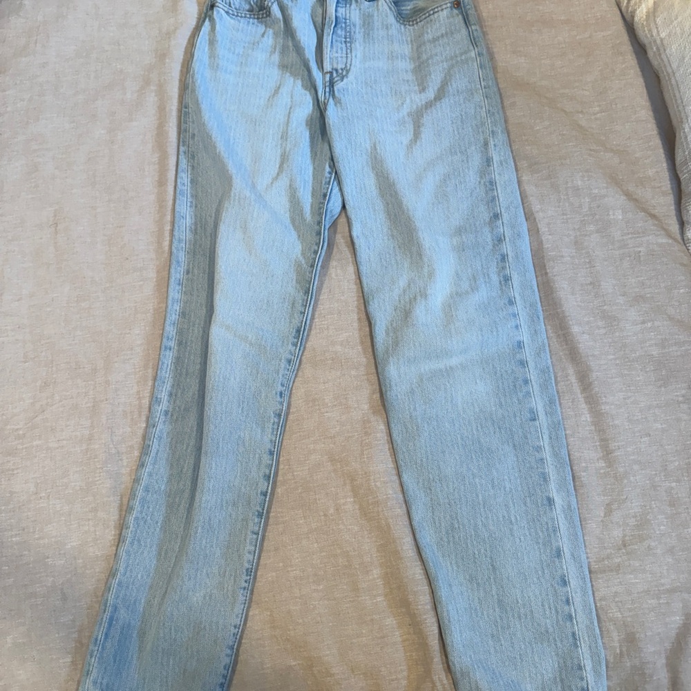 Levis Womens 501 Striped W25 L31 Denim Jeans High Rise